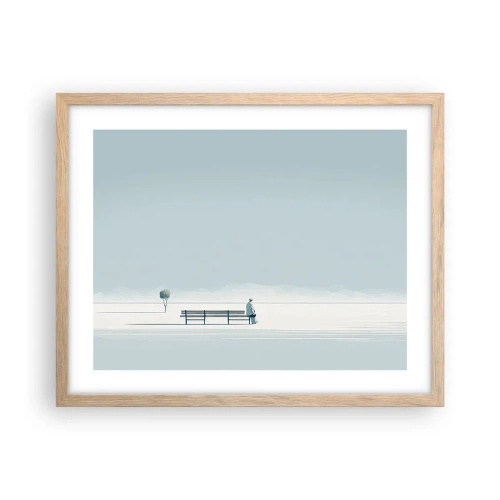 Plagát v ráme zo svetlého duba - Áno, čakám. - 50x40 cm