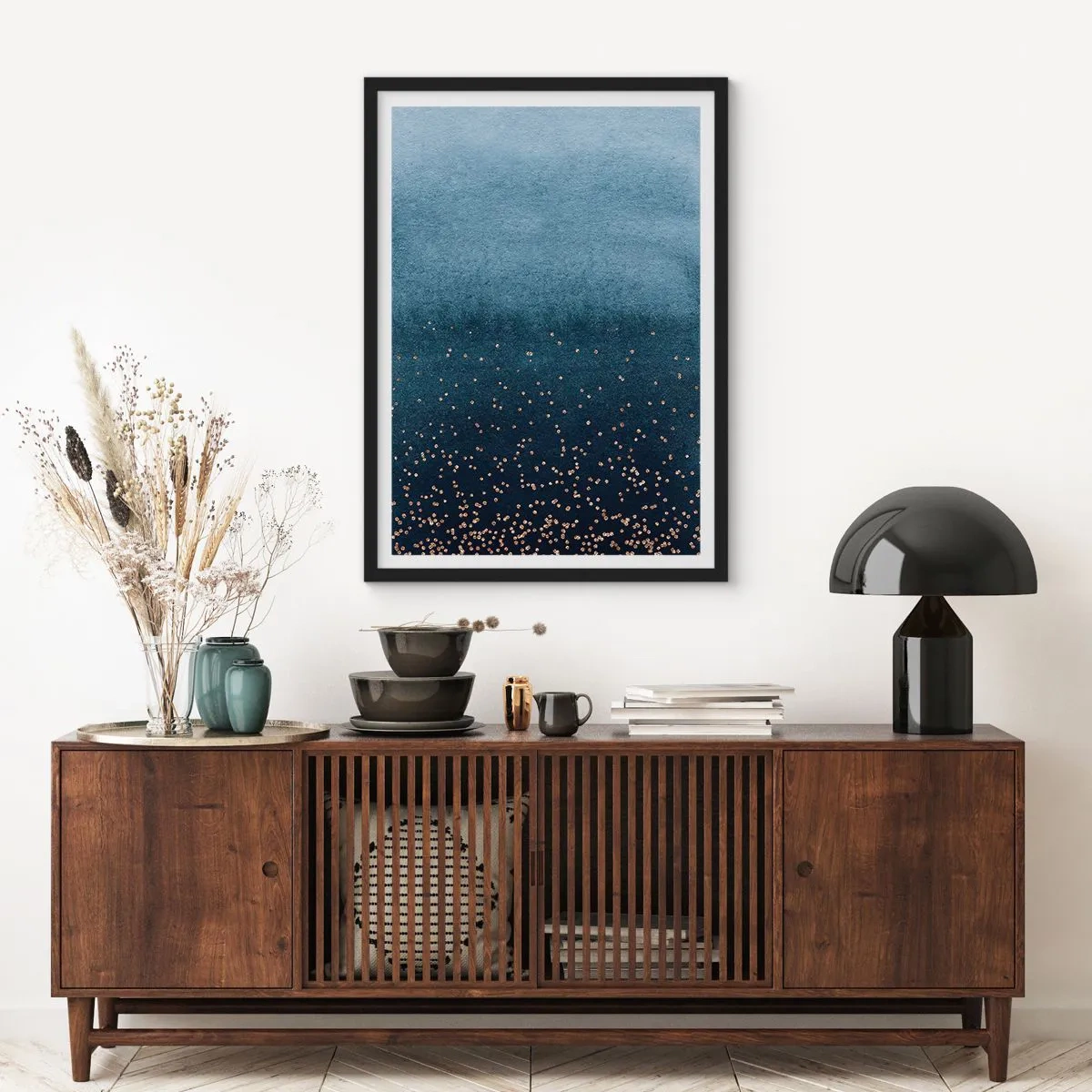 Plagát v čiernom ráme - Kompozícia – modrej fázy - 61x91 cm