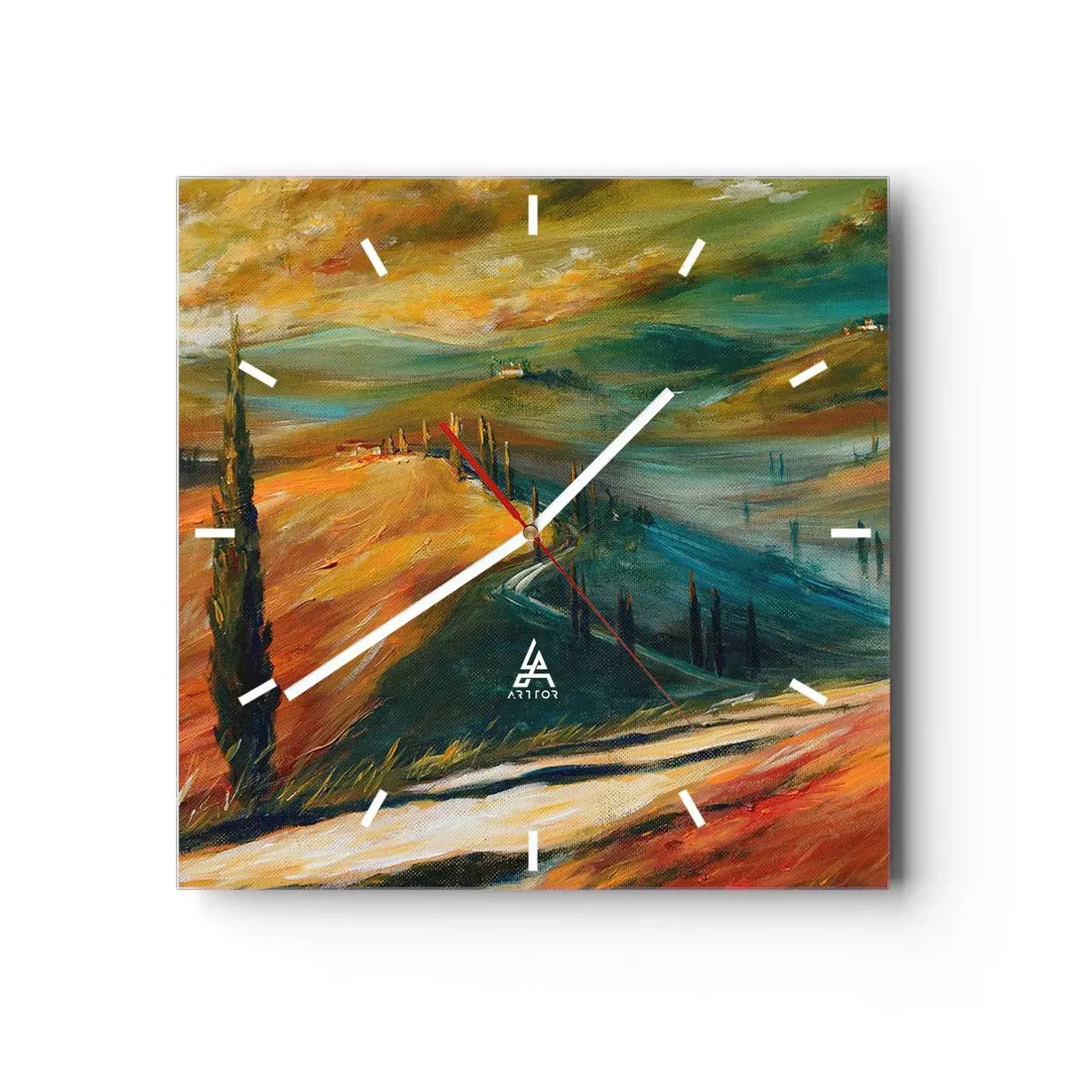 Nástenné hodiny - Toskánska krajina - 30x30 cm