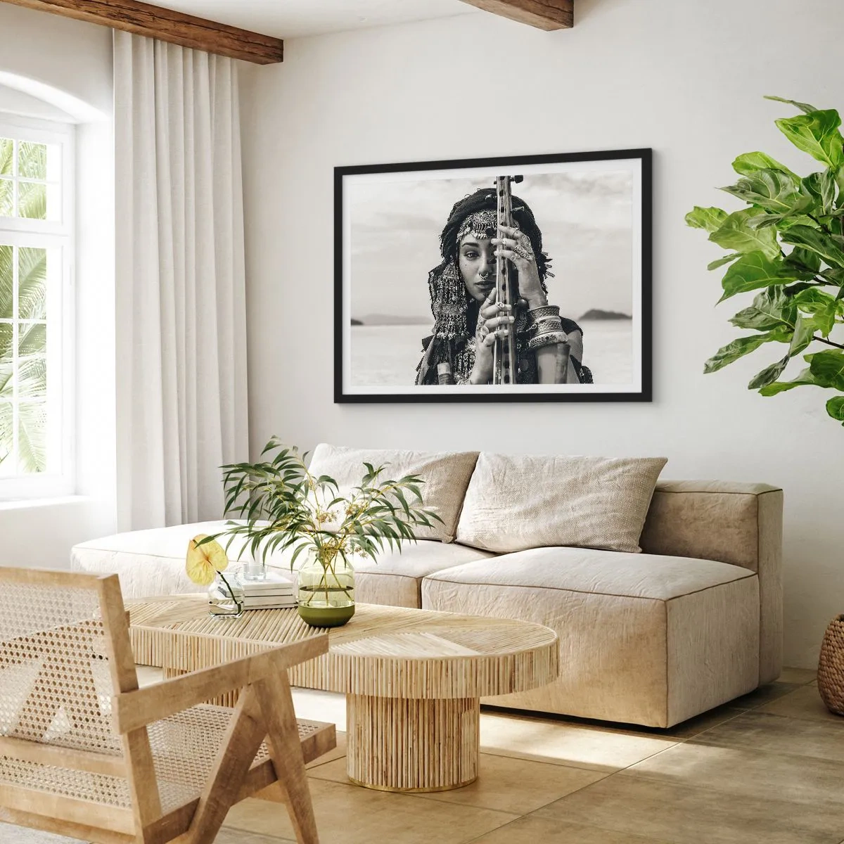 Plagát v čiernom ráme - Samotná hudba orientu - 70x50 cm