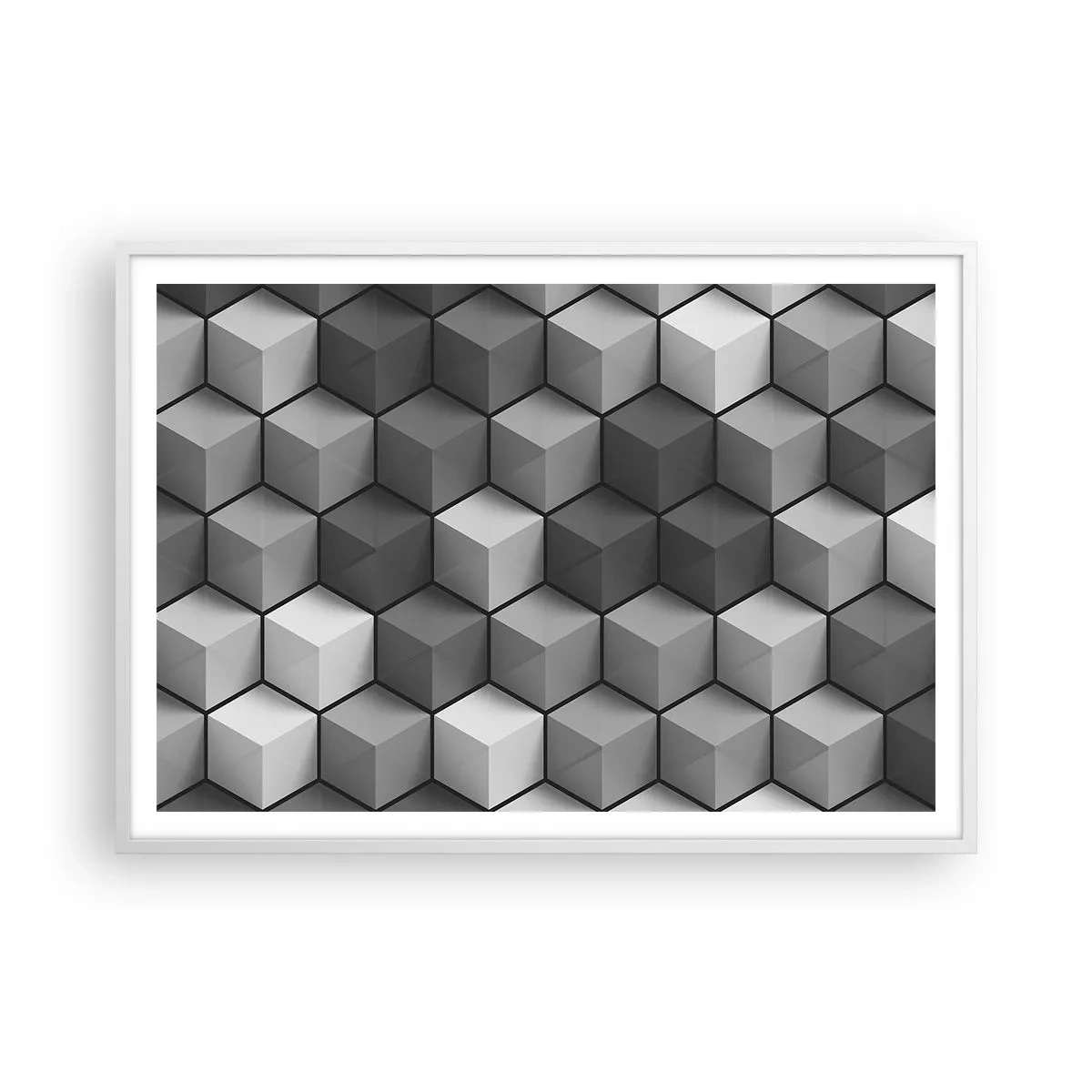 Plagát v bielom ráme - Kubistické puzzle - 100x70 cm