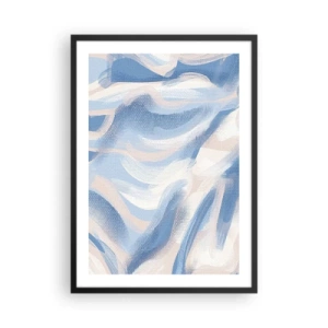 Plagát v čiernom ráme - Abstraktná vlna v odtieňoch modrej a béžovej - 50x70cm - Modré kolísanie - Moderná nástenná dekorácia do obývacej izby a spálne ARTTOR