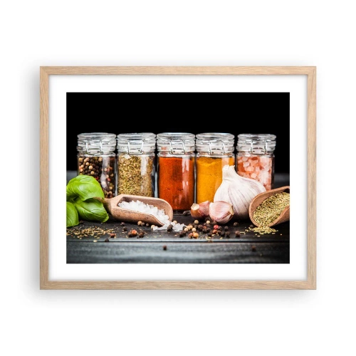 Plagát v ráme zo svetlého duba - Aby mal život chuť - 50x40 cm
