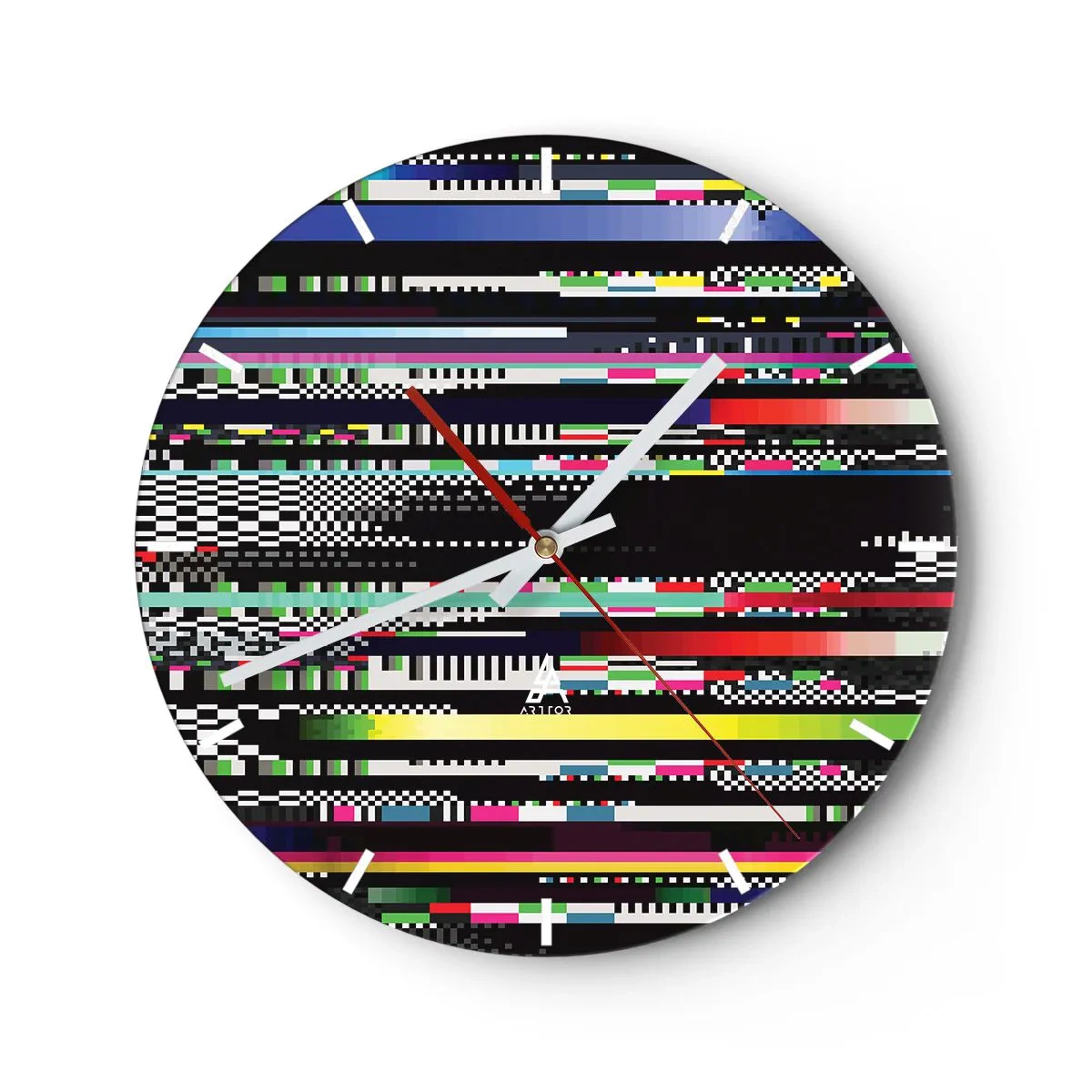 Nástenné hodiny - Abstraktná maľba s viacfarebnými pruhmi na čiernom pozadí - 30x30cm - Kontrolný obraz skutočnosti - Moderná nástenná dekorácia do obývacej izby, kuchyne a spálne ARTTOR