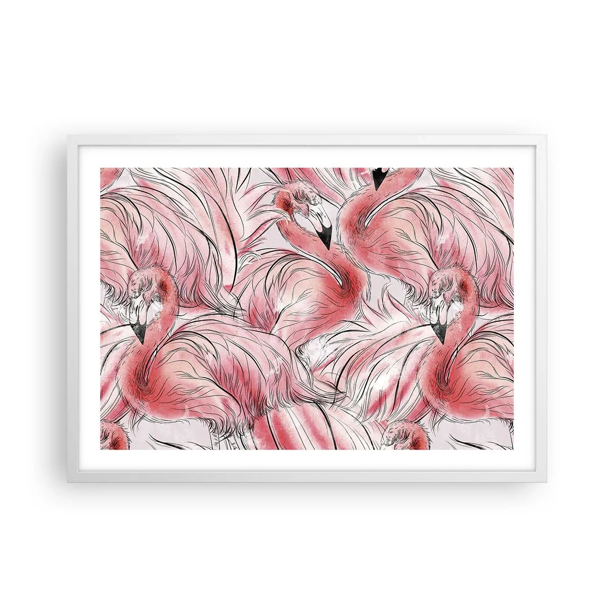 Plagát v bielom ráme - Vtáči corps de ballet - 70x50 cm