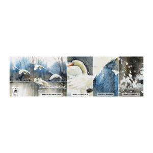 Vzorka samolepiacej fototapety Deluxe Sticker - Ako v poviedke o divokých labutiach - Labute, Vtáky, Krajina - 100x30 cm