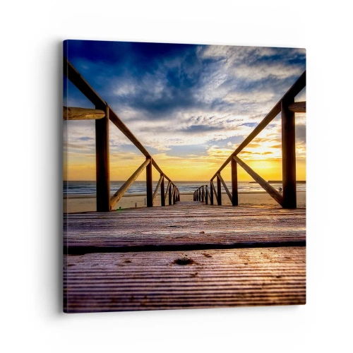 Obraz na plátne - Priamo na tichú pláž pri západe slnka - 40x40 cm