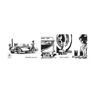 Vzorka Fototapeta Standard Eco - 60. - bezstarostná Amerika - Vintage auto, Čerpacia stanica, Amerike - 100x30 cm
