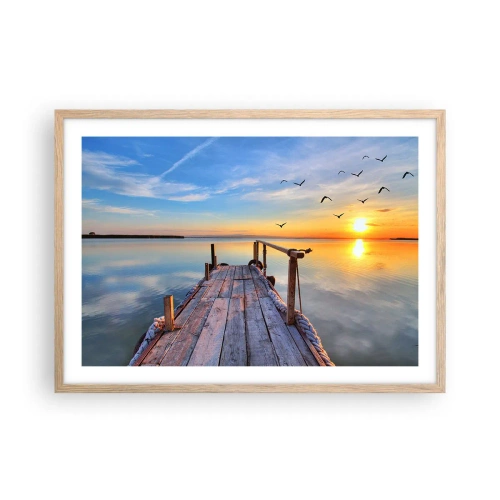 Plagát v ráme zo svetlého duba - Ísť pred seba smerom k slnku - 70x50 cm