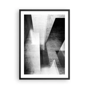 Plagát v čiernom ráme - Geometrická abstrakcia v čiernej a bielej farbe - 50x70cm - Štruktúra priestoru - Moderná nástenná dekorácia do obývacej izby a spálne ARTTOR