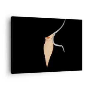 Obraz na plátne - Silueta ženy v klobúku na čiernom pozadí - 70x50cm - Elegancia a štýl - Moderná nástenná dekorácia do obývacej izby a spálne ARTTOR