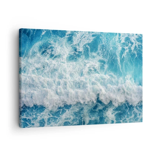 Obraz na plátne - Dynamické morské vlny v odtieňoch modrej - 70x50cm - Radostne a skákavo - Moderná nástenná dekorácia do obývacej izby a spálne ARTTOR