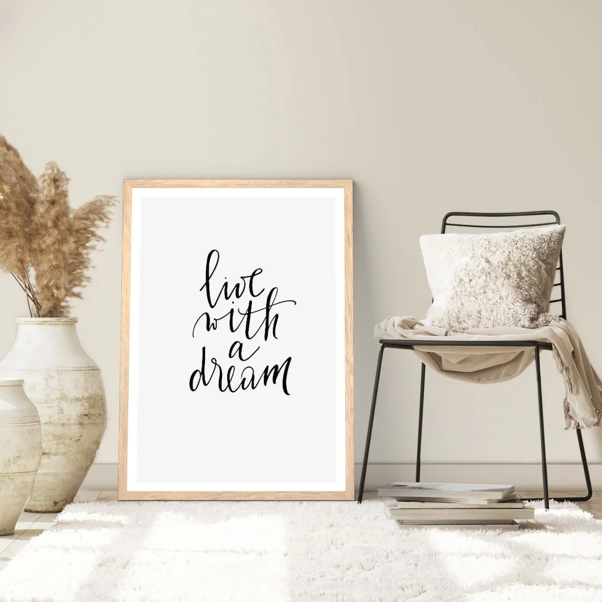 Plagát v ráme zo svetlého duba - Of course - 70x100 cm