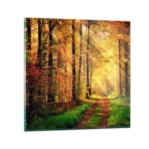 Obraz na skle - Lesno-zlaté ticho - 30x30 cm