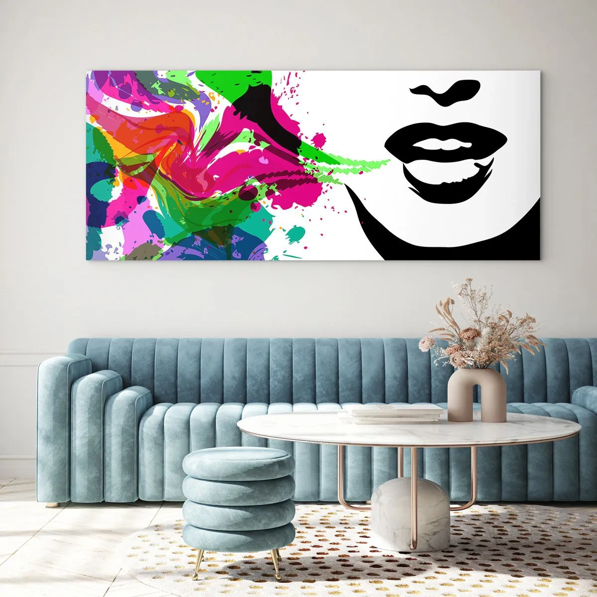 Obraz na skle - Rozprávanie vo farbách dúhy - 120x50 cm