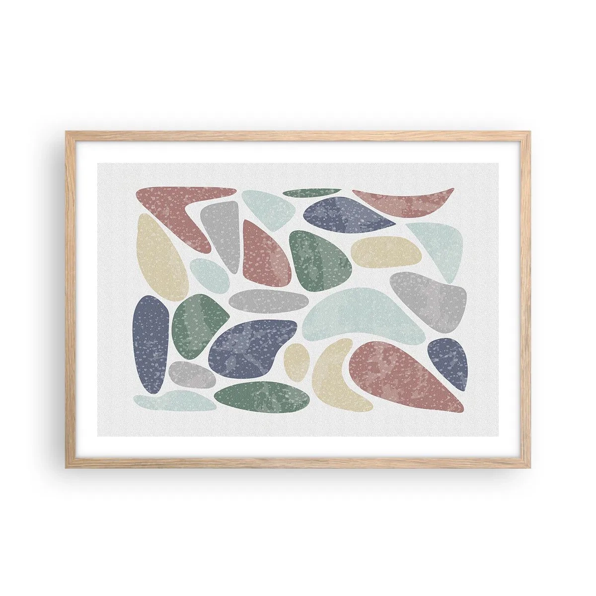 Plagát v ráme zo svetlého duba - Mozaika práškových farieb - 70x50 cm