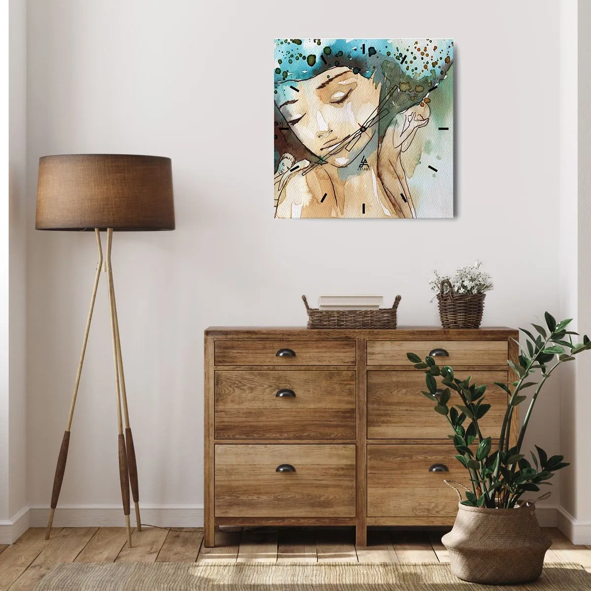 Nástenné hodiny - Lady in blue - 30x30 cm