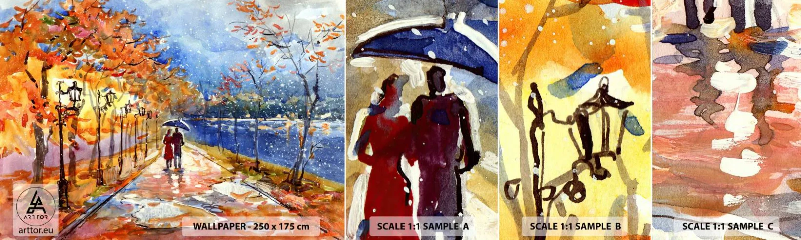 Vzorka samolepiacej fototapety Deluxe Sticker - Spoločne k hranici času - Krajina, Park Avenue, Stromy - 100x30 cm