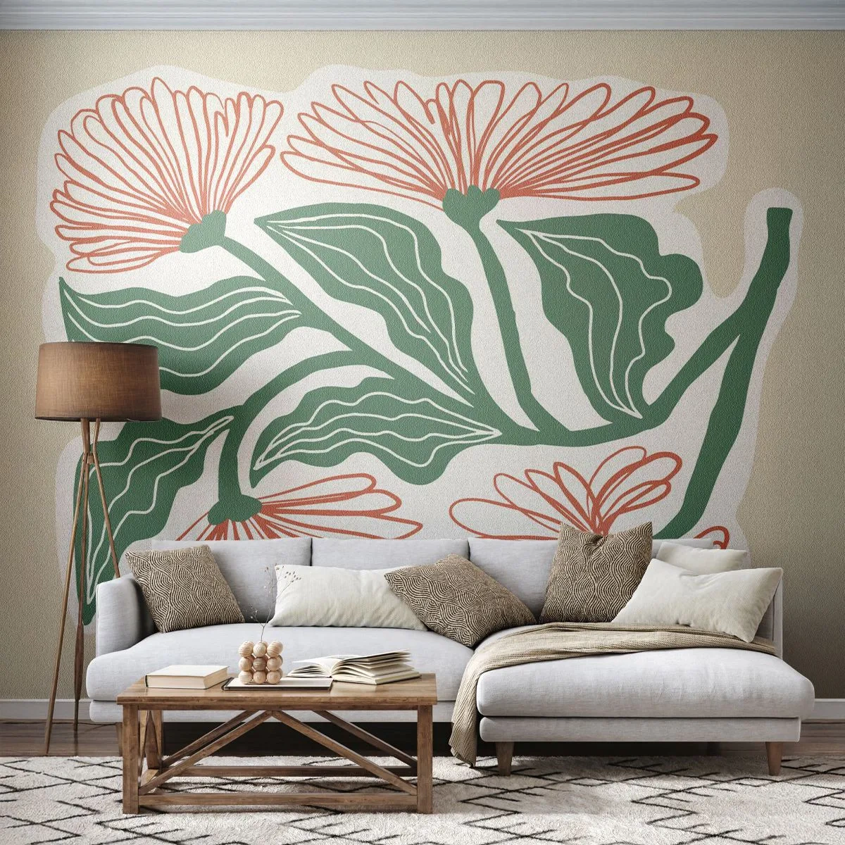 Fototapeta Standard Eco - Ľudové aj moderné - Boho, Kvety, Minimalizmus - 250x175 cm
