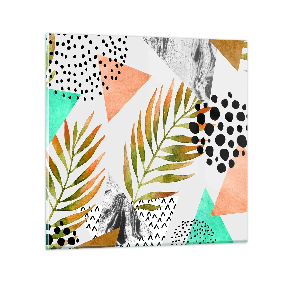 Obraz na skle - Dekorácia s palmovým listom - 30x30 cm