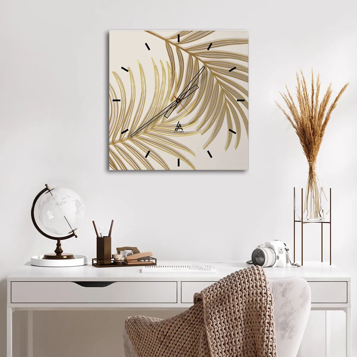 Nástenné hodiny - Zlatá palma! - 40x40 cm
