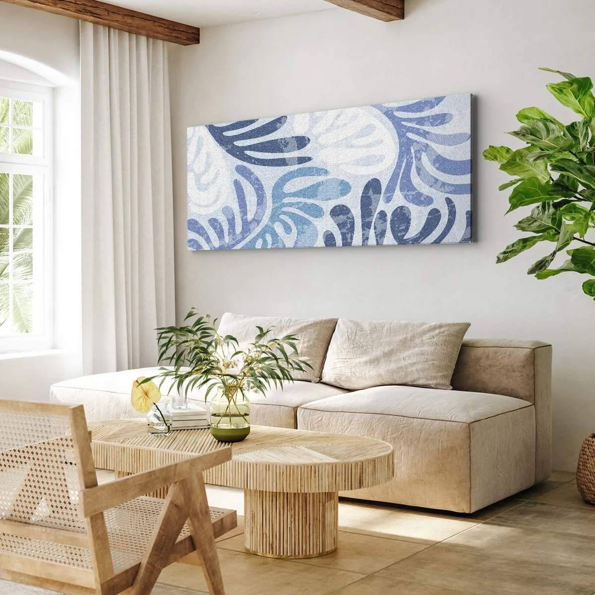 Obraz na plátne - Modré papradie - 160x50 cm