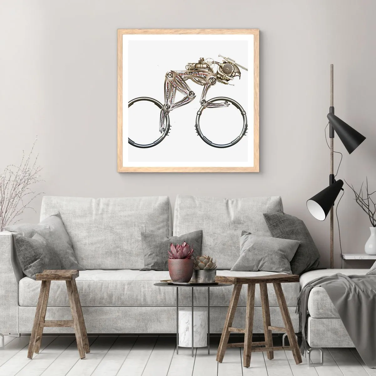 Plagát v ráme zo svetlého duba - Úžasný stroj - 60x60 cm