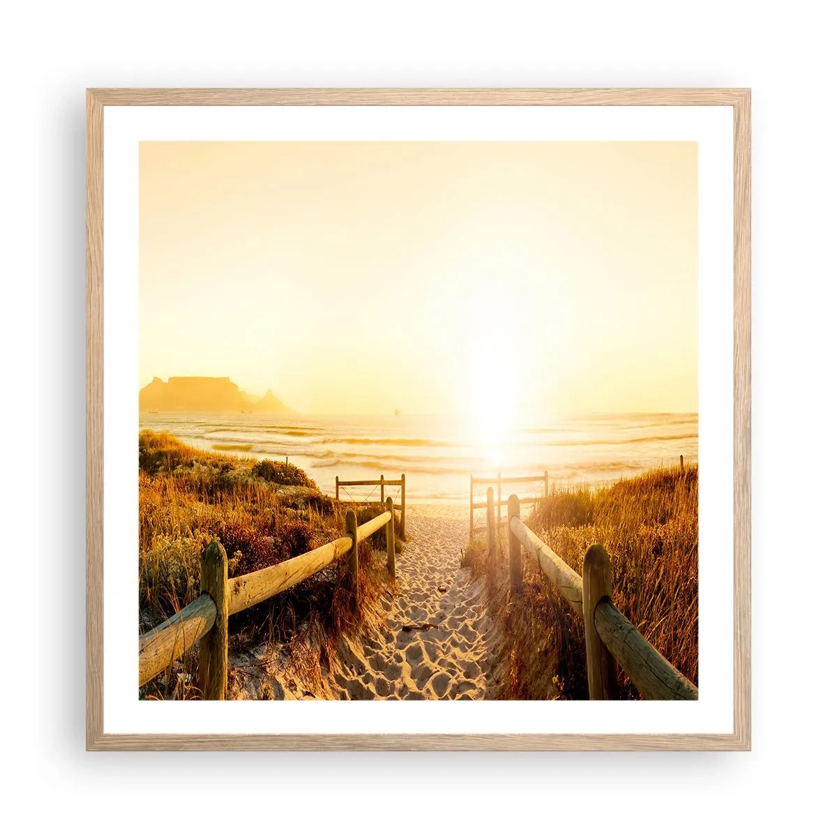 Plagát v ráme zo svetlého duba - Dunami smerom k slnku - 60x60 cm