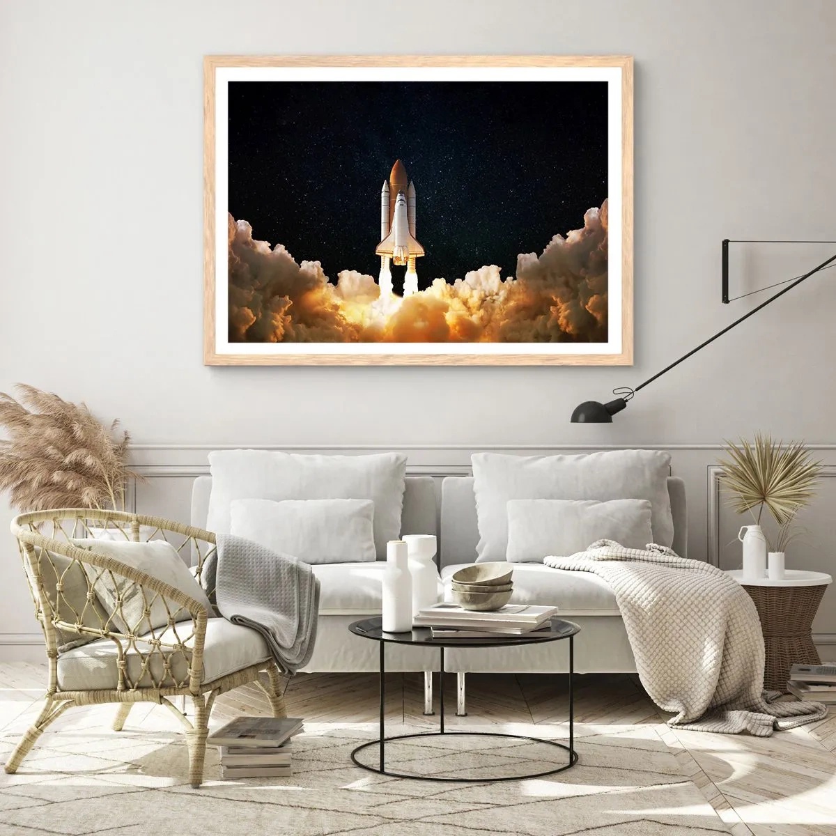 Plagát v ráme zo svetlého duba - Ad astra! - 70x50 cm