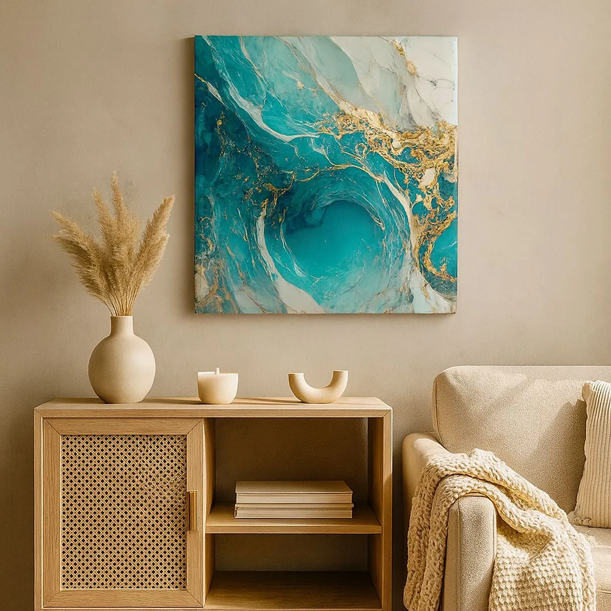 Obraz na plátne - Kompozícia so zlatými žilami - 30x30 cm