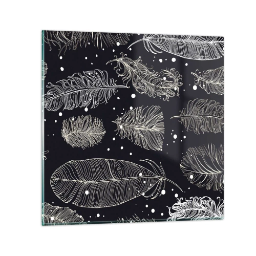 Obraz na skle - Čipka s perím - 70x70 cm