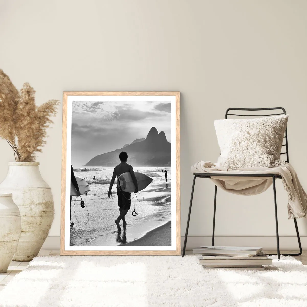 Plagát v ráme zo svetlého duba - Samba na jednu vlnu - 50x70 cm