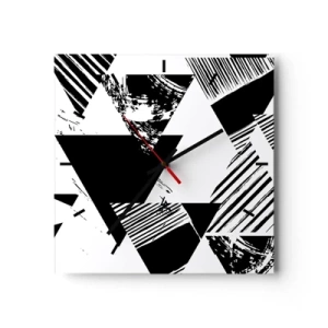 Nástenné hodiny - Dážď trojuholníkov - 40x40 cm