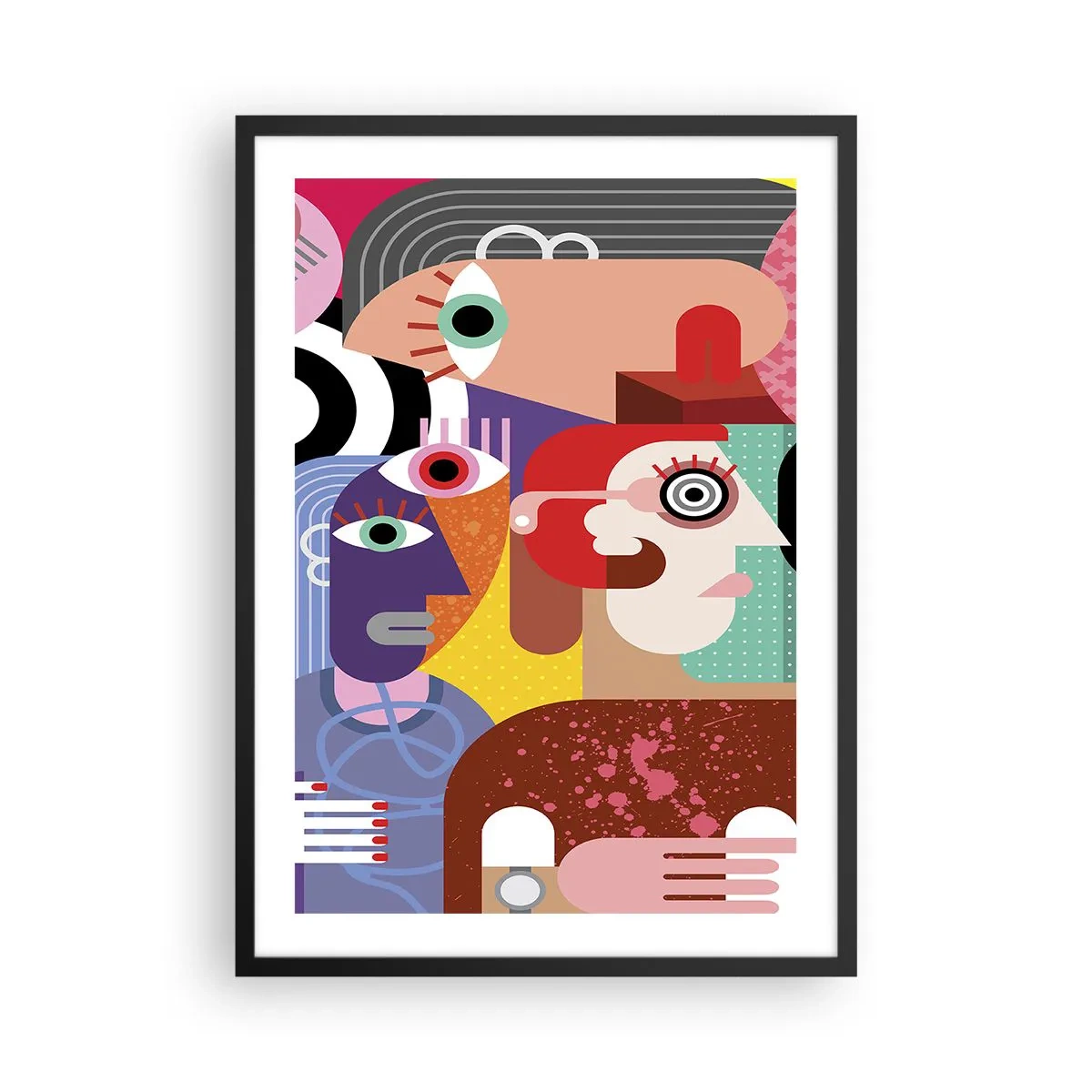 Plagát v čiernom ráme - Farebné abstraktné tváre v kubistickom štýle - 50x70cm - My od pána Picassa - Moderná nástenná dekorácia do obývacej izby a spálne ARTTOR