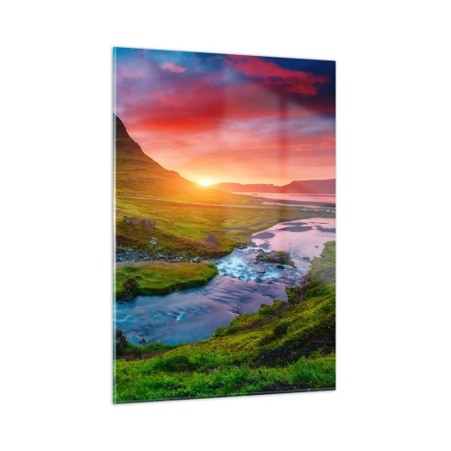 Obraz na skle - Island - oheň a voda - 50x70 cm