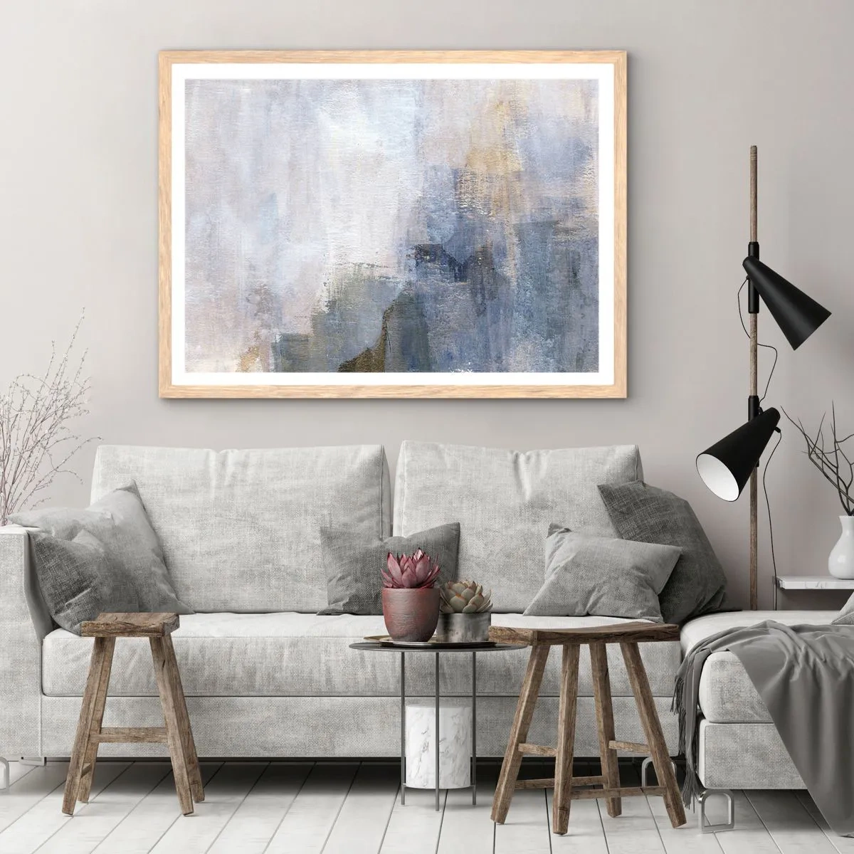 Plagát v ráme zo svetlého duba - Tóny a akordy farieb - 50x40 cm