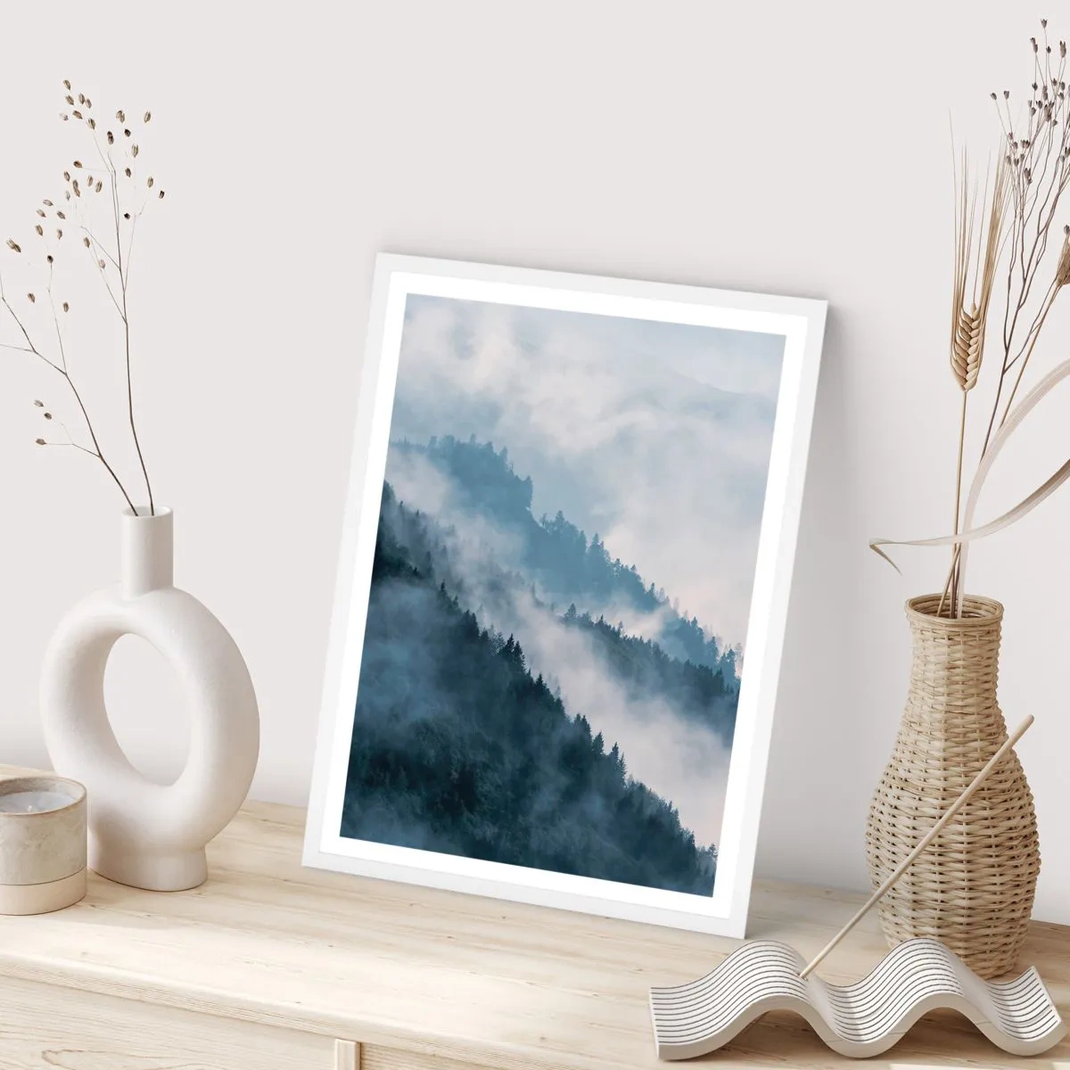 Plagát v bielom ráme - Horská mystika - 30x40 cm