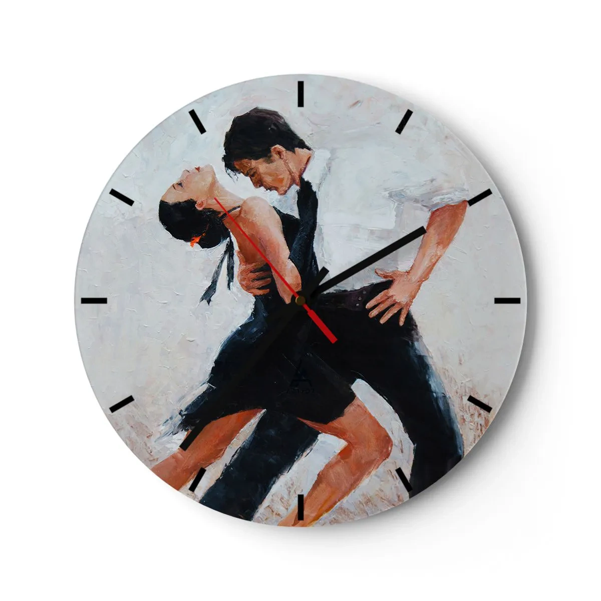 Nástenné hodiny - Pár tancuje tango v dynamickej, vášnivej póze - 30x30cm - Tango mojich túžob a snov - Moderná nástenná dekorácia do obývacej izby, kuchyne a spálne ARTTOR