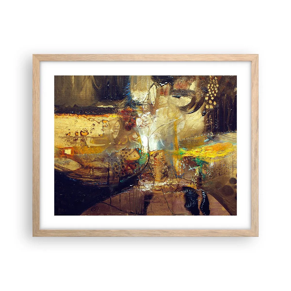 Plagát v ráme zo svetlého duba - Zima, teplejšie, horúco - 50x40 cm