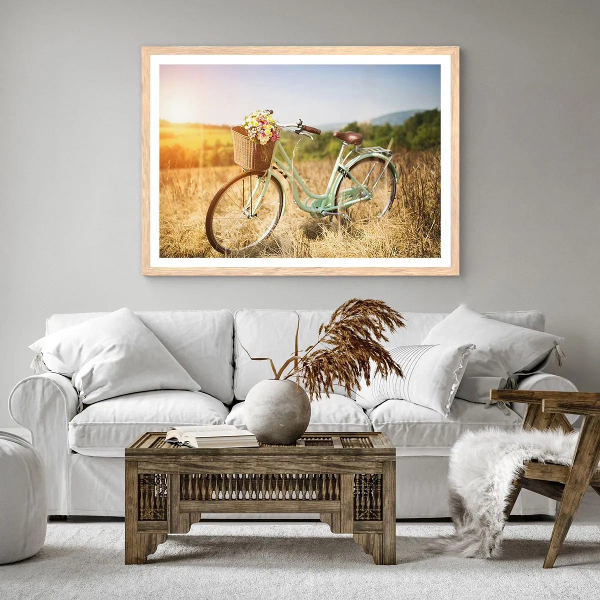 Plagát v ráme zo svetlého duba - Chvíľu tu zostanem - 91x61 cm