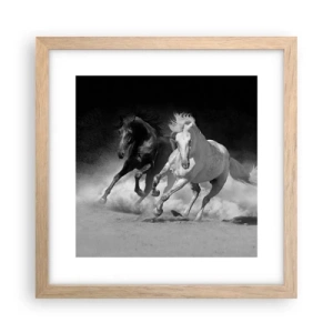 Plagát v ráme zo svetlého duba - Cval slobody - 30x30 cm