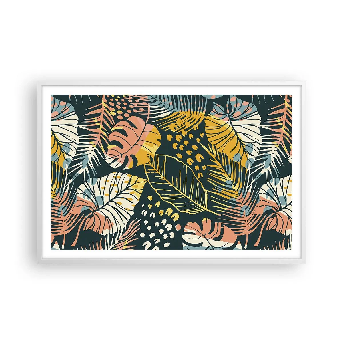 Plagát v bielom ráme - Listová fantázia - 91x61 cm