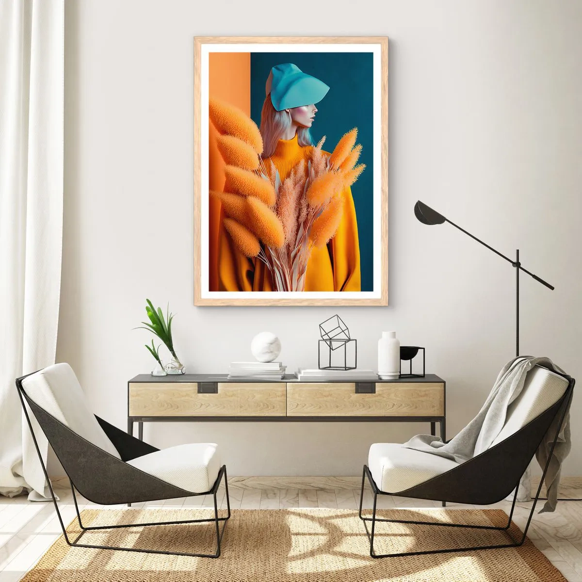 Plagát v ráme zo svetlého duba - Chlpatý portrét - 40x50 cm