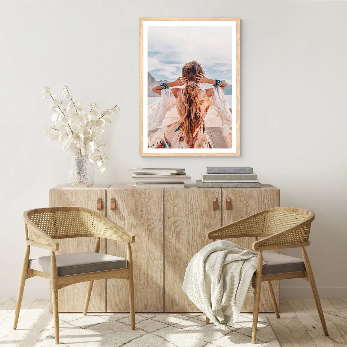 Plagát v ráme zo svetlého duba - Na ceste ku šťastiu - 61x91 cm