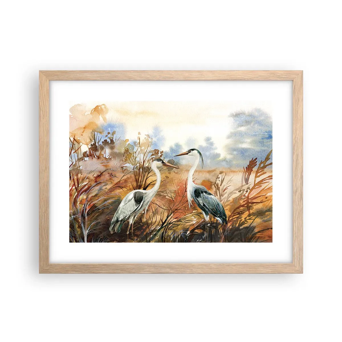 Plagát v ráme zo svetlého duba - Kam na jeseň? - 40x30 cm