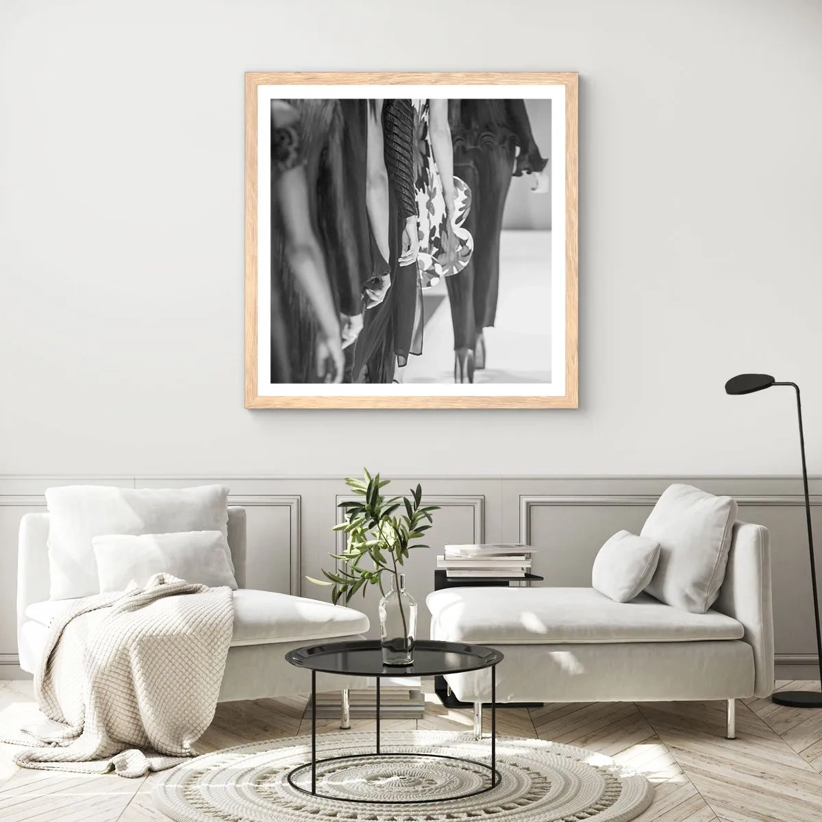 Plagát v ráme zo svetlého duba - Štýlový sprievod - 30x30 cm