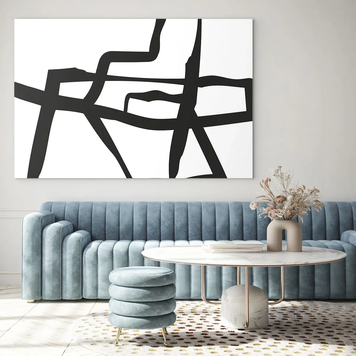 Obraz na skle - Abstraktná čiernobiela štruktúra pripomínajúca mestské usporiadanie. - 70x50cm - Čiernobiela konštrukcia - Moderná nástenná dekorácia do obývacej izby a spálne ARTTOR