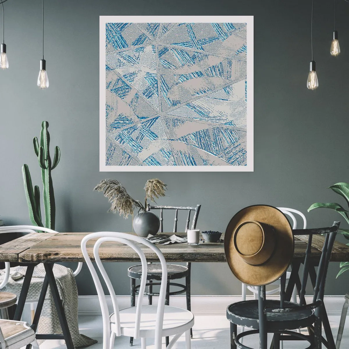 Plagát - V šedo-modrom labyrinte - 50x50 cm