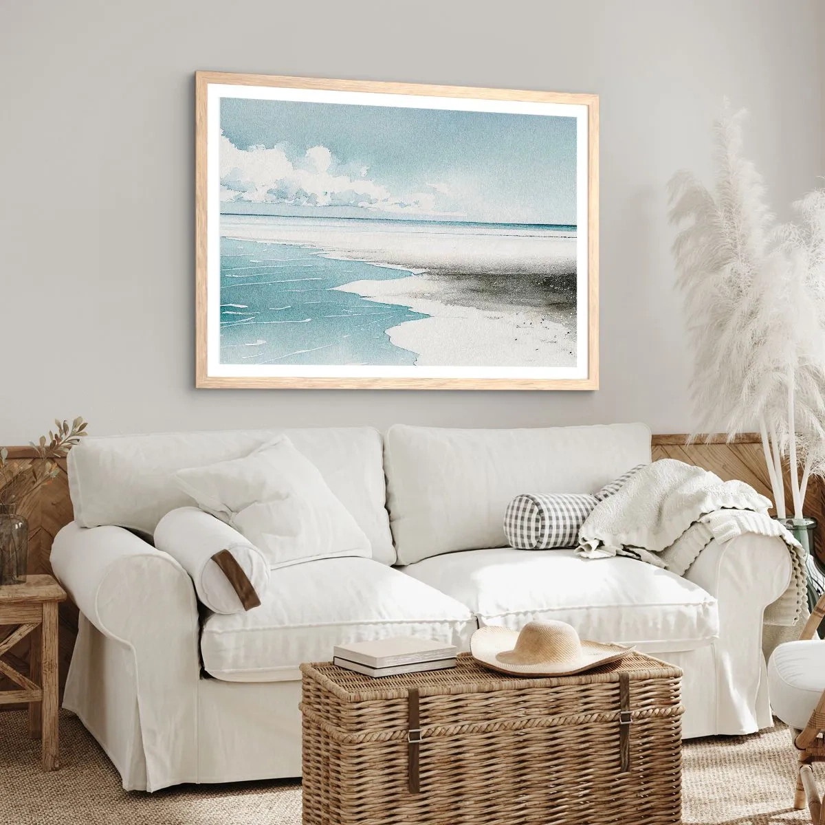 Plagát v ráme zo svetlého duba - Jemný príliv - 100x70 cm