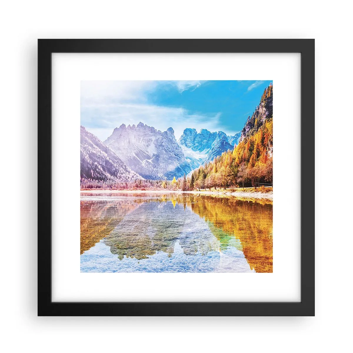 Plagát v čiernom ráme - A v horách už je jeseň - 30x30 cm